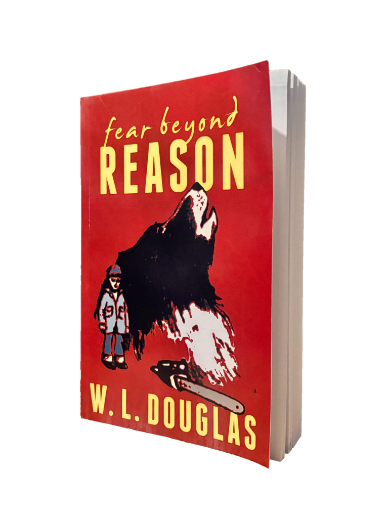 Fear Beyond Reason, a novel by W. L. Douglas, sitting upright with the pages flared.